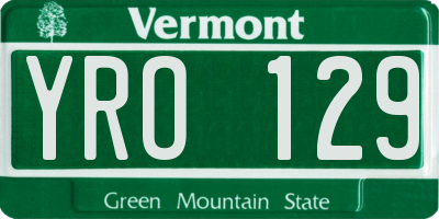 VT license plate YRO129