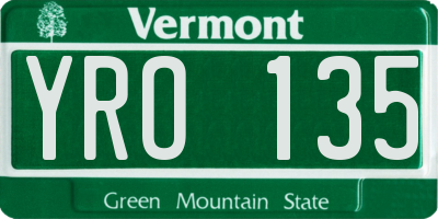 VT license plate YRO135