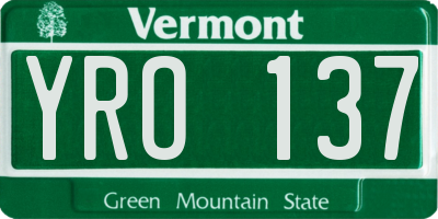 VT license plate YRO137
