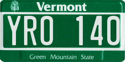 VT license plate YRO140