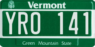 VT license plate YRO141