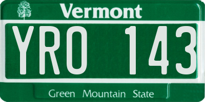VT license plate YRO143