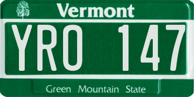 VT license plate YRO147