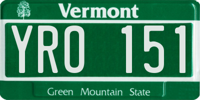 VT license plate YRO151