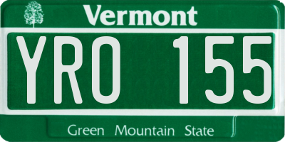 VT license plate YRO155