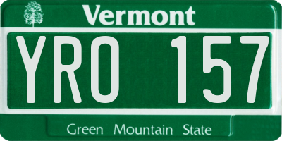 VT license plate YRO157