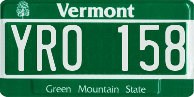 VT license plate YRO158