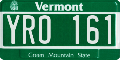 VT license plate YRO161