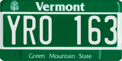 VT license plate YRO163