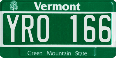 VT license plate YRO166