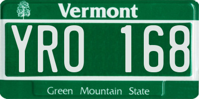 VT license plate YRO168