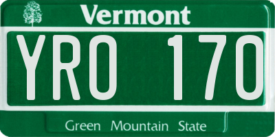 VT license plate YRO170