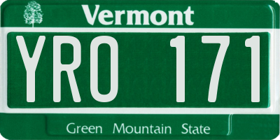 VT license plate YRO171