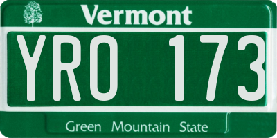 VT license plate YRO173
