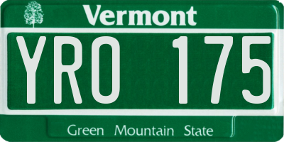 VT license plate YRO175