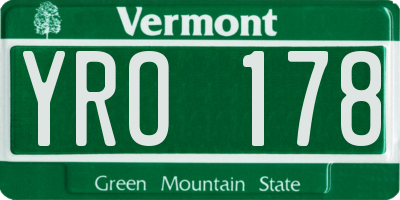 VT license plate YRO178