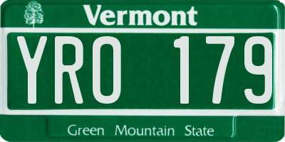VT license plate YRO179