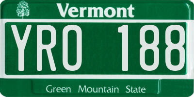 VT license plate YRO188