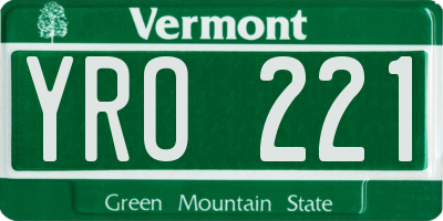 VT license plate YRO221