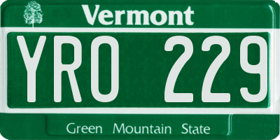 VT license plate YRO229