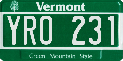VT license plate YRO231