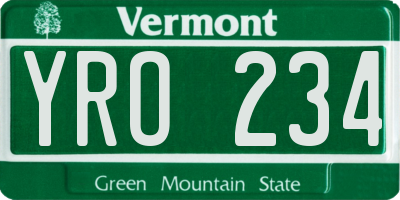 VT license plate YRO234