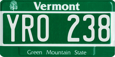 VT license plate YRO238