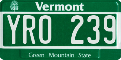 VT license plate YRO239