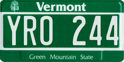VT license plate YRO244