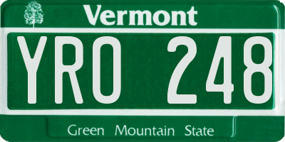VT license plate YRO248