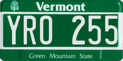 VT license plate YRO255