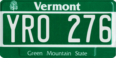 VT license plate YRO276