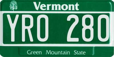 VT license plate YRO280