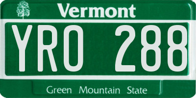 VT license plate YRO288