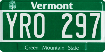 VT license plate YRO297