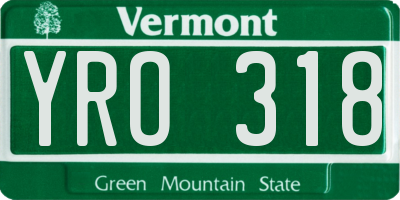 VT license plate YRO318