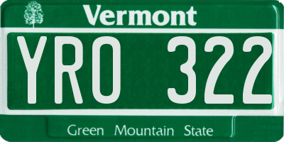 VT license plate YRO322