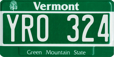 VT license plate YRO324