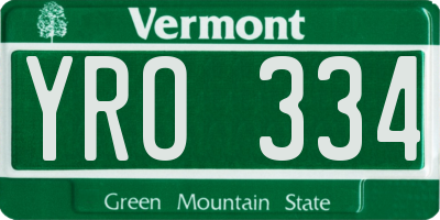 VT license plate YRO334