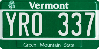 VT license plate YRO337