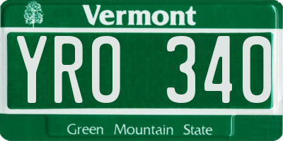 VT license plate YRO340