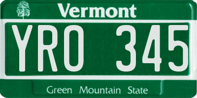 VT license plate YRO345