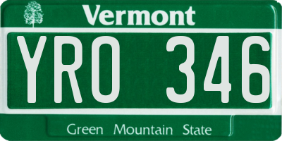 VT license plate YRO346
