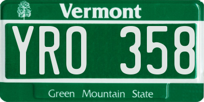 VT license plate YRO358