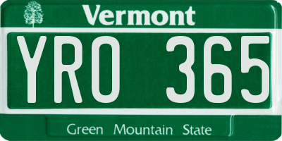 VT license plate YRO365