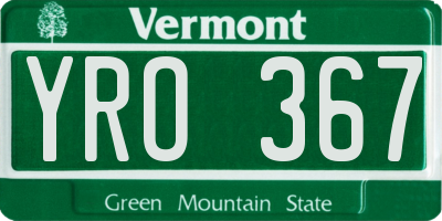 VT license plate YRO367