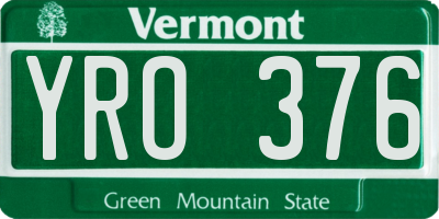 VT license plate YRO376