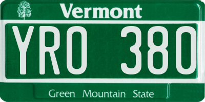 VT license plate YRO380