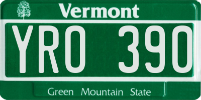 VT license plate YRO390