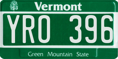 VT license plate YRO396